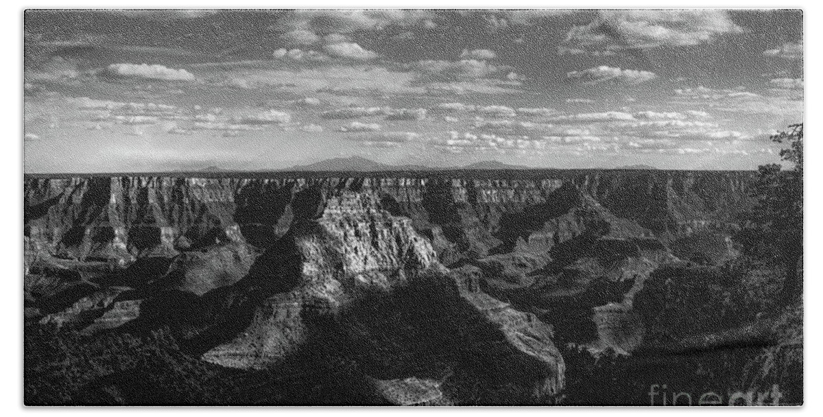 Grand Canyon Beach Sheet featuring the photograph The Magnificent Grand Canyon, Arizona in Black and White by Diane Diederich