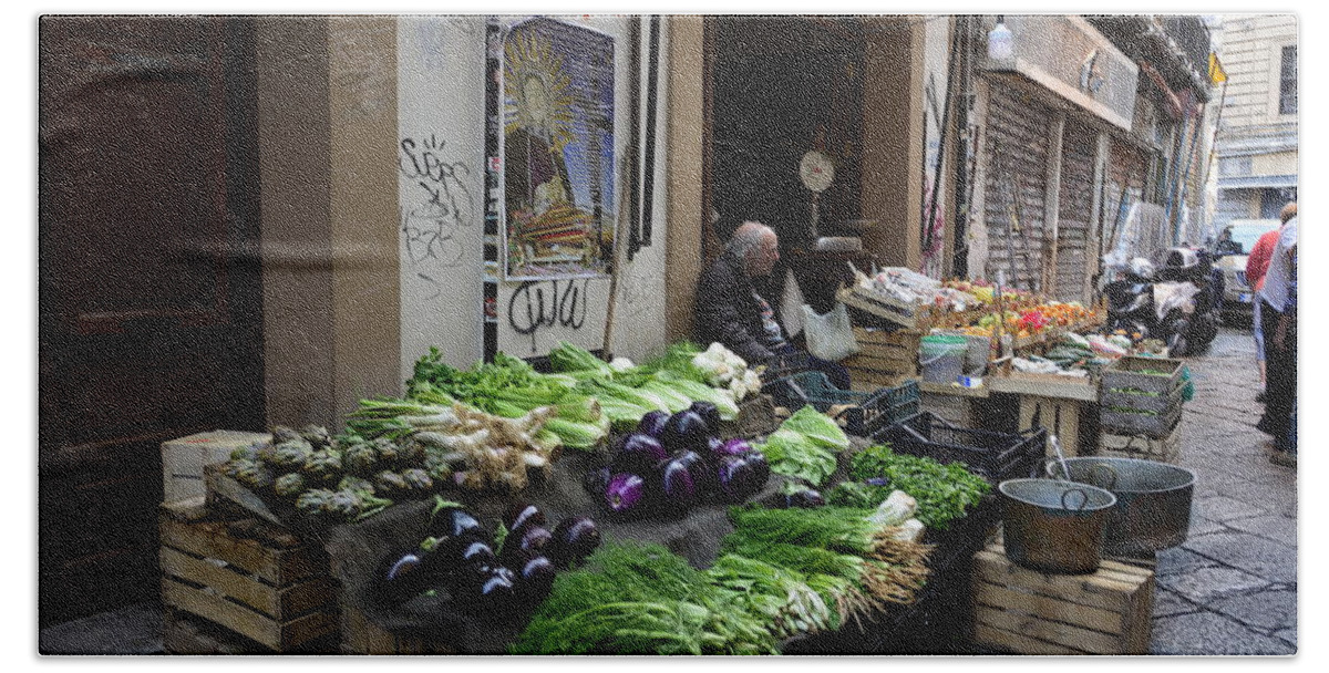 Market Beach Towel featuring the photograph The Market in Palermo, Sicily by Regina Muscarella