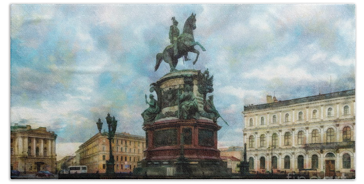 The Monument To Nicholas I Beach Towel featuring the digital art The Monument to Nicholas I, Russia by Jerzy Czyz
