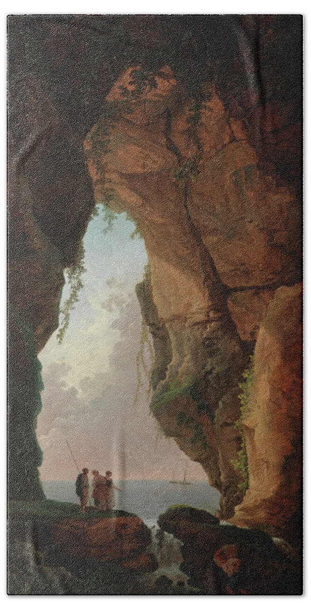 18th Century Beach Towel featuring the painting The Mouth of a Cave, 1784 by Hubert Robert