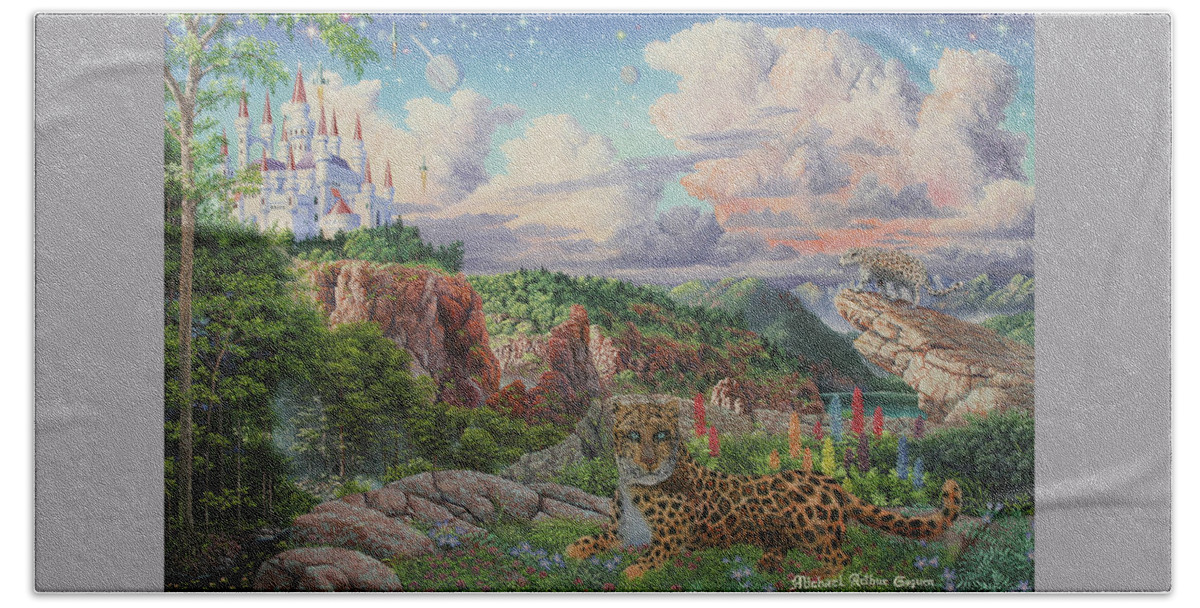 Castle Beach Towel featuring the painting The Old Castle by Michael Goguen