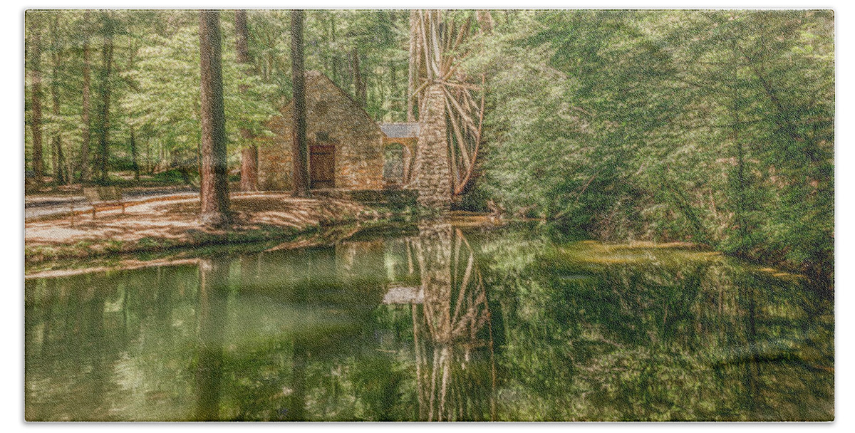 Berry College Beach Towel featuring the photograph The Old Mill at Berry College by Marcy Wielfaert