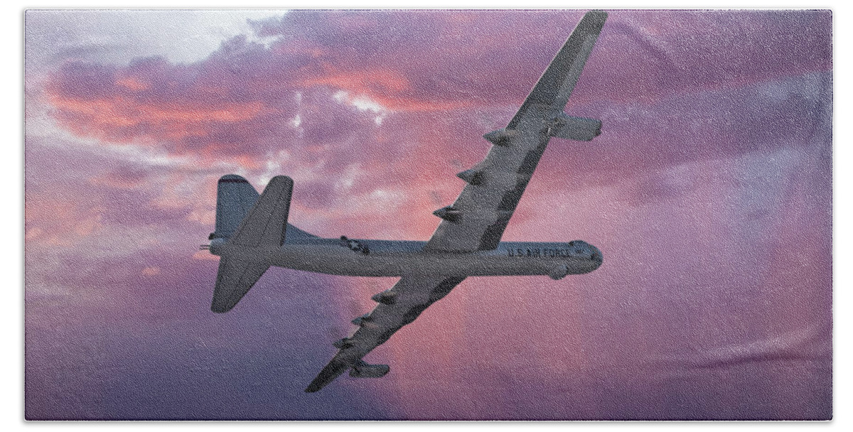 U.s. Air Force B-36 Bomber Beach Towel featuring the digital art The Peacemaker During the Cold War by Erik Simonsen