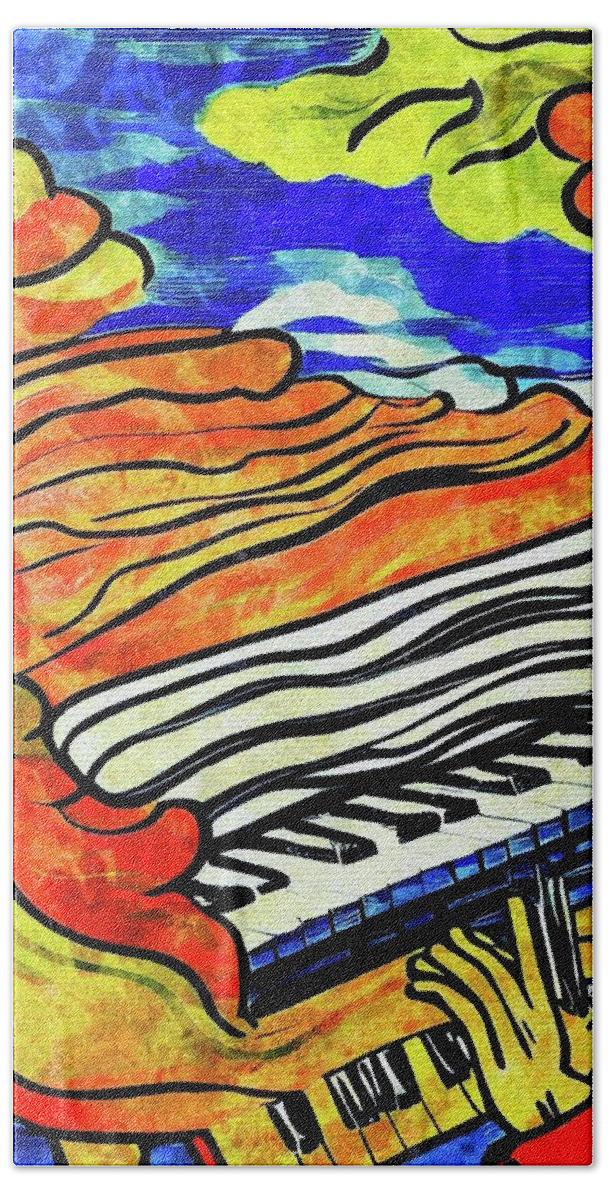 Piano Beach Towel featuring the digital art The Piano Man by Ally White