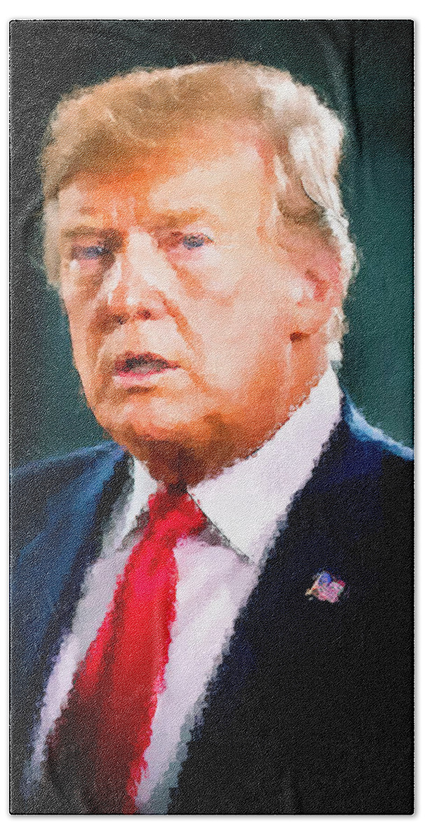 The President Of The United States Beach Towel featuring the mixed media The President of the United States by Pheasant Run Gallery