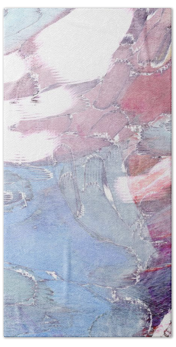 Abstract Beach Towel featuring the painting The Puzzle Sky Blue Expressive Abstract by Itsonlythemoon