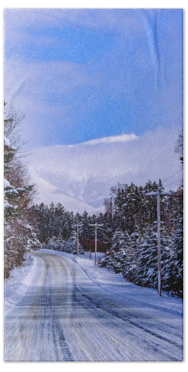 New Hampshire Beach Towel featuring the photograph The Road To The Mountain. by Jeff Sinon
