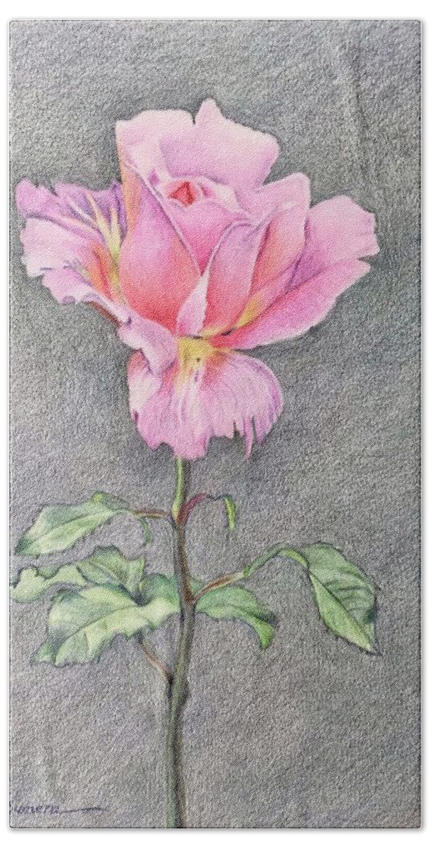 Color Pencil Drawing Beach Towel featuring the drawing The Rose for Tess by Rosencruz Sumera
