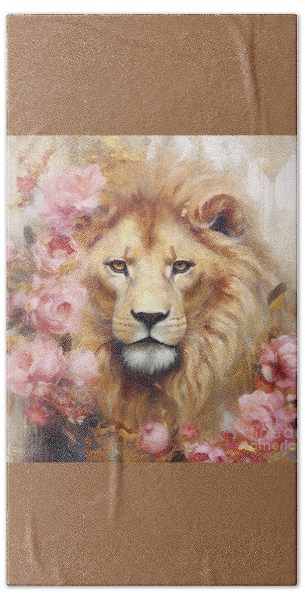 Lion Beach Sheet featuring the painting The Royal Lion by Tina LeCour