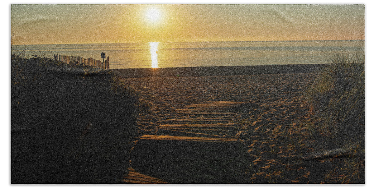 Oak Beach Towel featuring the photograph The Sun Rises on Oak Bluffs City Beach Oak Bluffs MA Martha's Vineyard by Toby McGuire