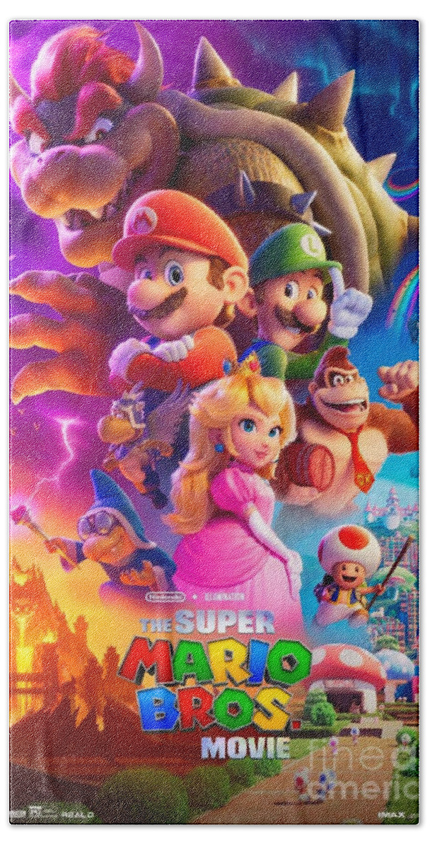 The Super Mario Bros. Movie - Mushroom Kingdom Key Art Beach Towel by ...