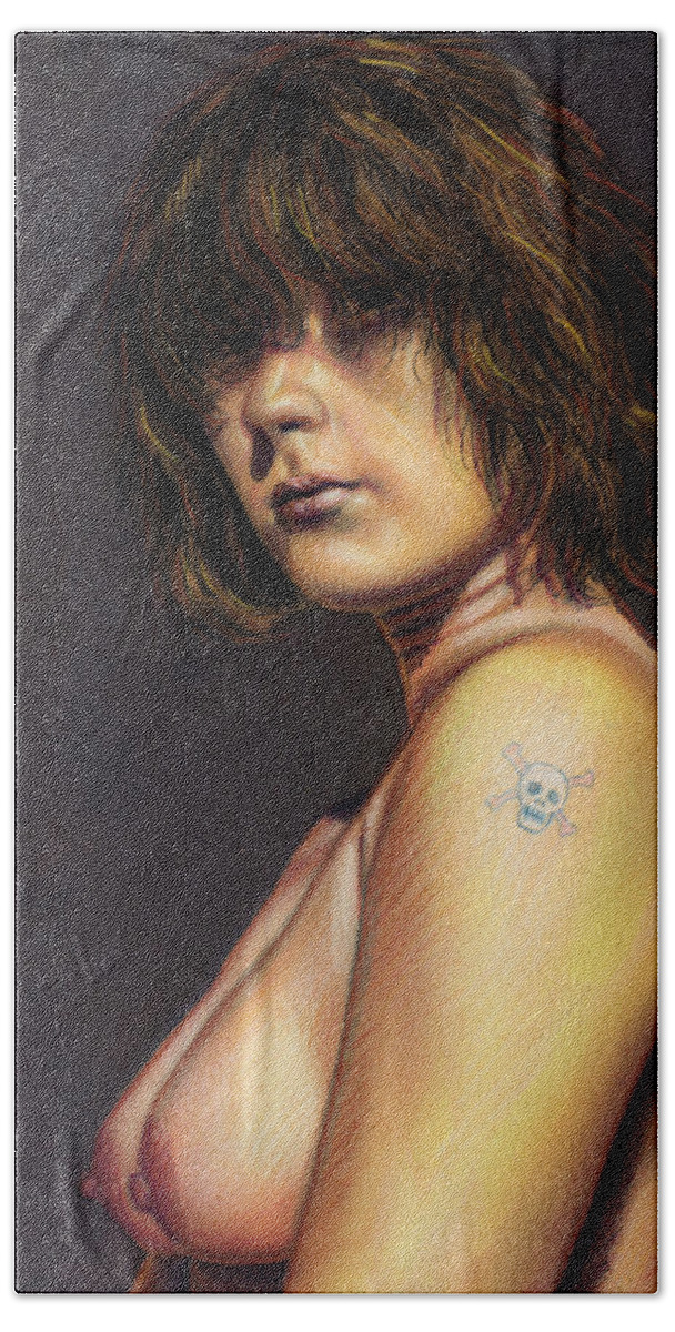 Woman Beach Towel featuring the painting The Tattoo by James W Johnson