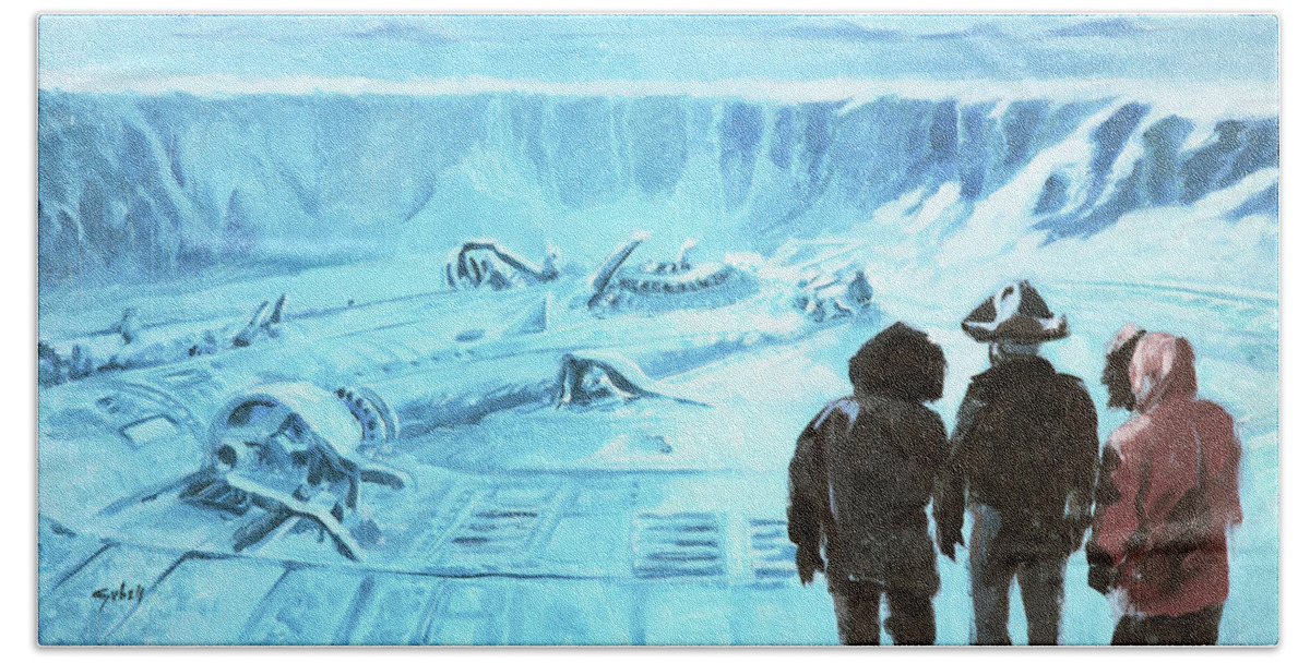 The Thing Beach Towel featuring the painting The Thing - Discovery by Sv Bell