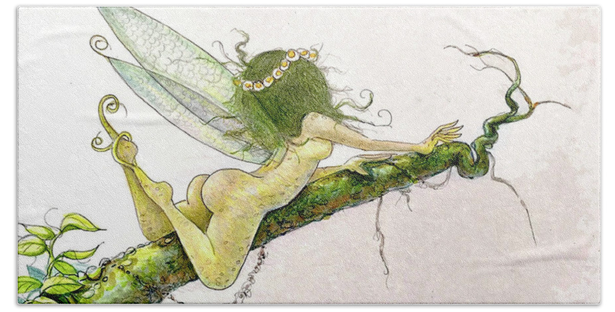 Fairy Beach Towel featuring the drawing The tree fairy by Tim Ernst