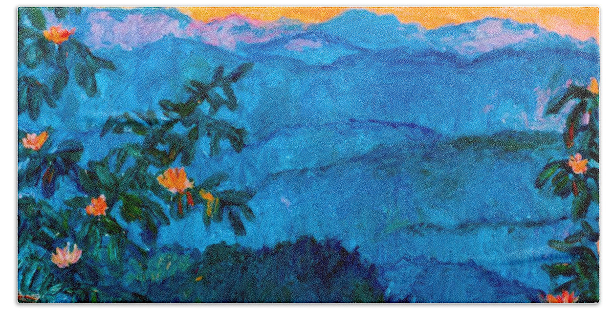 Kendall Kessler Beach Towel featuring the painting The Very Blue Ridge by Kendall Kessler