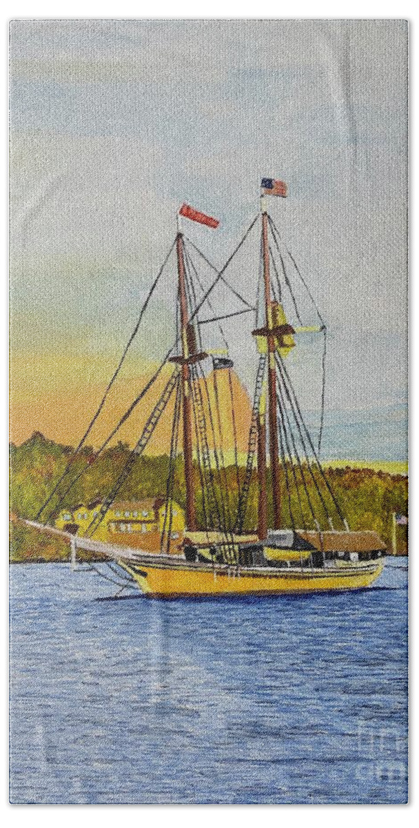 Seascape Beach Sheet featuring the painting The Yellow Sail by William Bowers