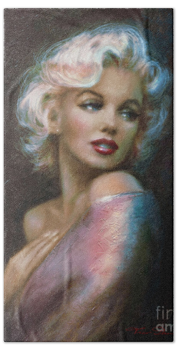 Marilynmonroe Beach Sheet featuring the painting Theo's Marilyn WW Blue by Theo Danella