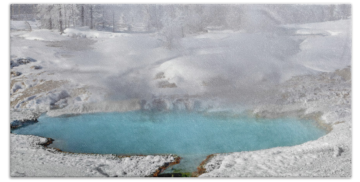 Winter Beach Towel featuring the photograph Thermal Pool at West Thumb Geyser Basin by Jack Bell