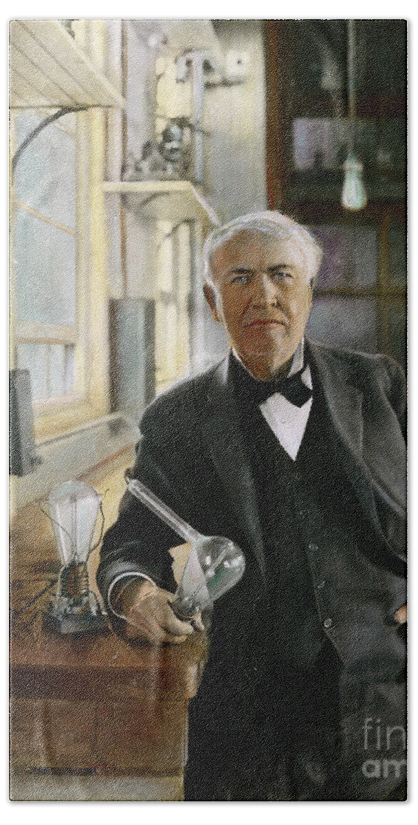 1915 Beach Towel featuring the photograph Thomas Edison by Granger