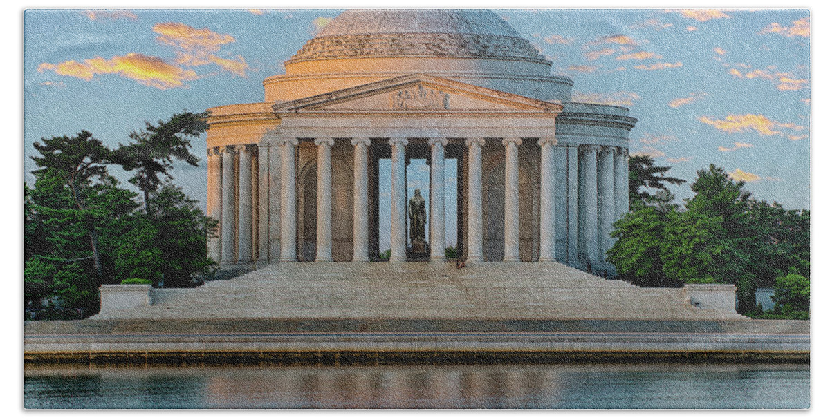 Thomas Jefferson Beach Sheet featuring the photograph Thomas Jefferson Memorial at Sunrise by Sebastian Musial