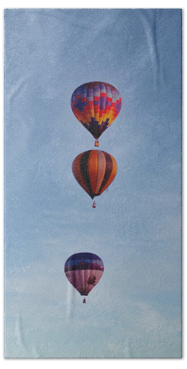 Albuquerque International Balloon Fiesta Beach Towel featuring the photograph Three by Segura Shaw Photography