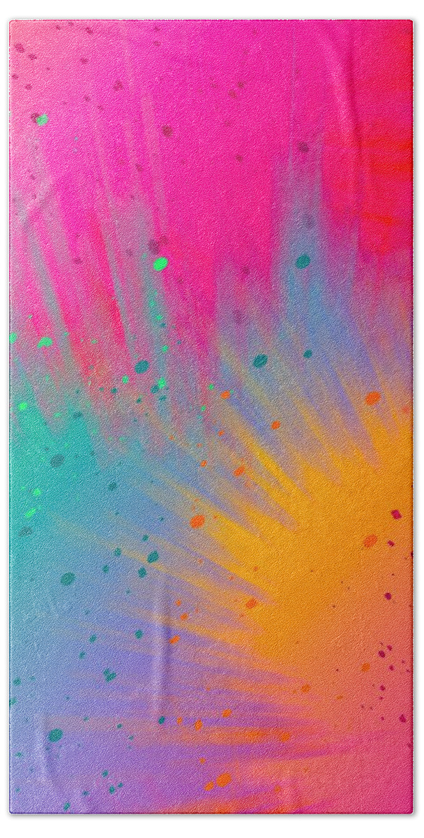 Colorful Beach Towel featuring the digital art Tiara - Artistic Colorful Abstract Carnival Splatter Watercolor Digital Art by Sambel Pedes