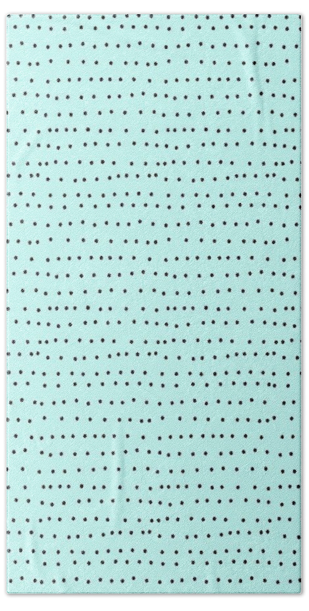 Pattern Beach Towel featuring the digital art Tiny Black Dots On Mint by Ashley Rice