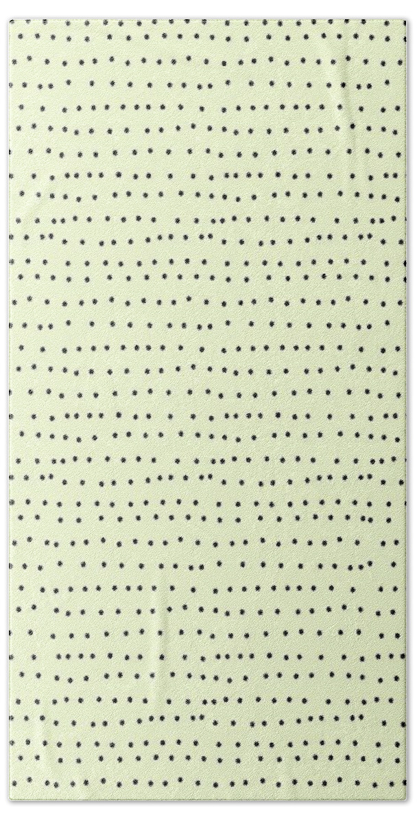 Whimsical Beach Towel featuring the digital art Tiny Black Polka Dots On Cream Color by Ashley Rice