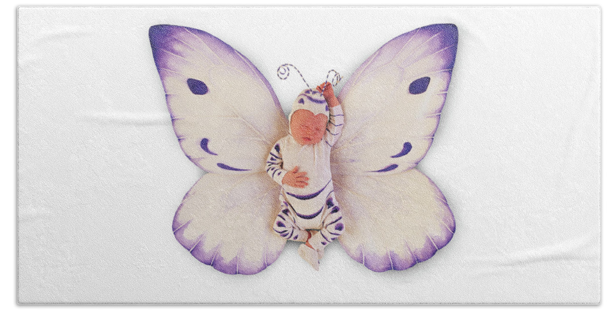 Butterfly Beach Towel featuring the photograph Tiny Butterfly #4 by Anne Geddes