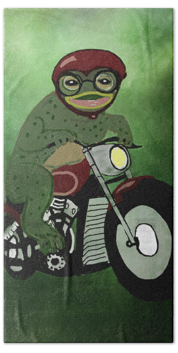 Toad Beach Towel featuring the digital art Toad on A Bobber by Erika Weber
