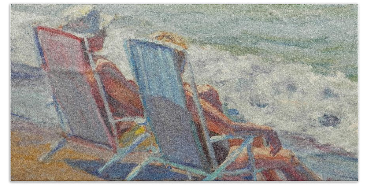 Nature Beach Towel featuring the painting Toes in the Water by Michael Camp