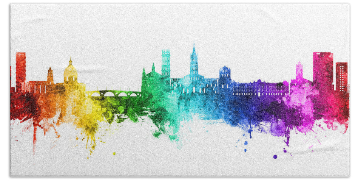 Toulouse Beach Towel featuring the digital art Toulouse France Skyline #62 by Michael Tompsett