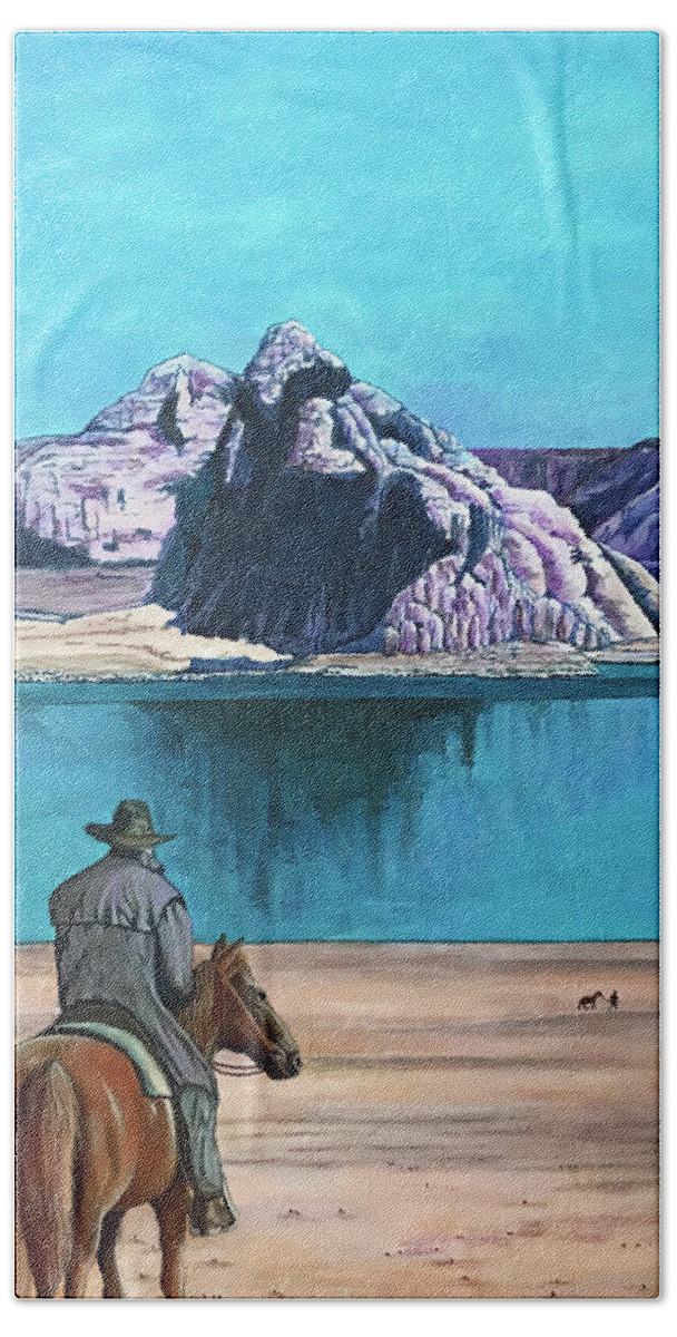 Landscape Beach Towel featuring the painting Trackin by Mr Dill