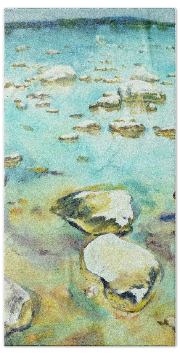 Watercolor Beach Towel featuring the painting Traverse Bay by Lisa Tennant