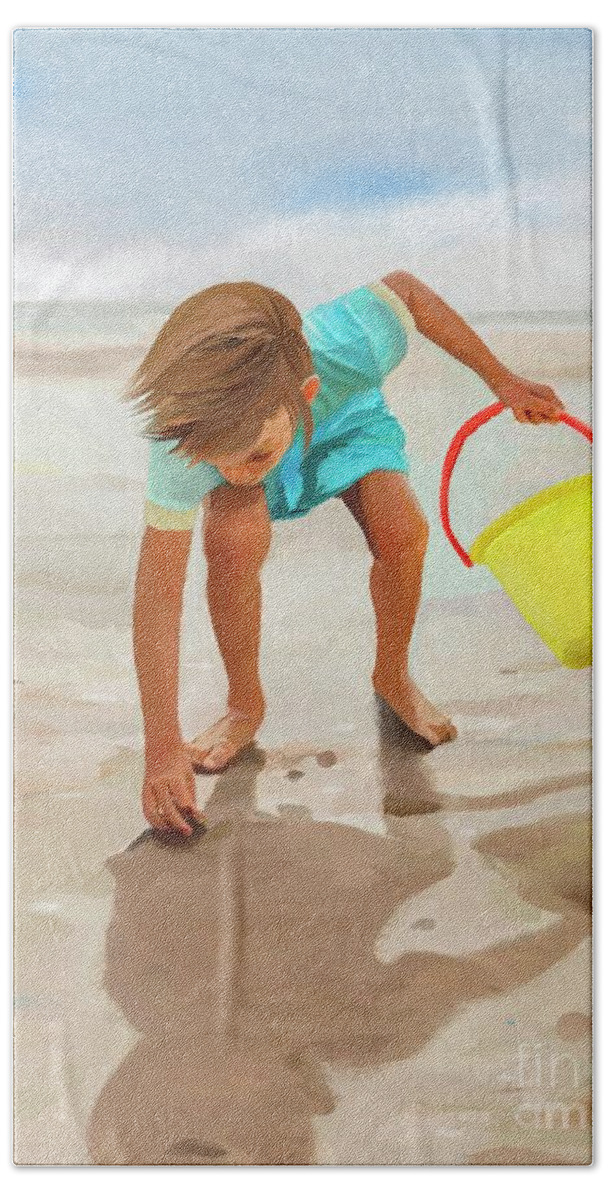 Beach Beach Towel featuring the painting Treasure Hunter by Tammy Lee Bradley