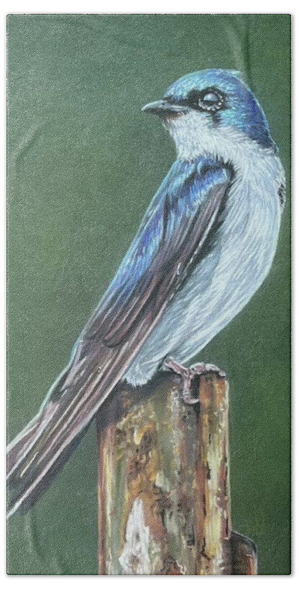 Bird Beach Towel featuring the painting Tree Swallow by Mark Ray