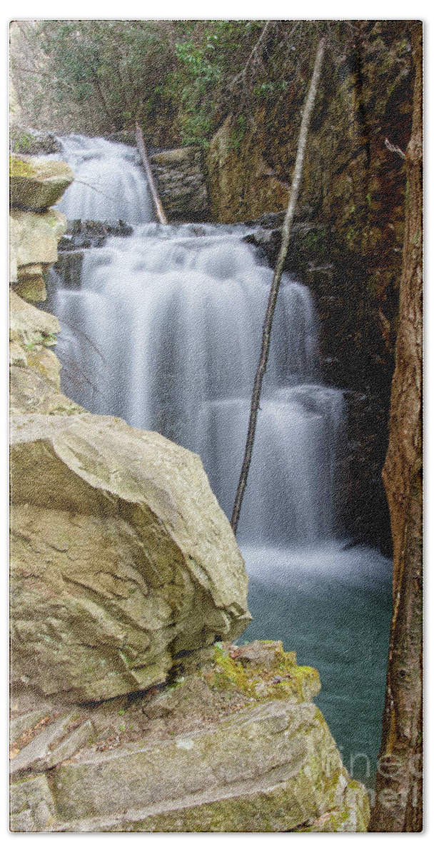 Triple Falls Beach Towel featuring the photograph Triple Falls On Bruce Creek 17 by Phil Perkins