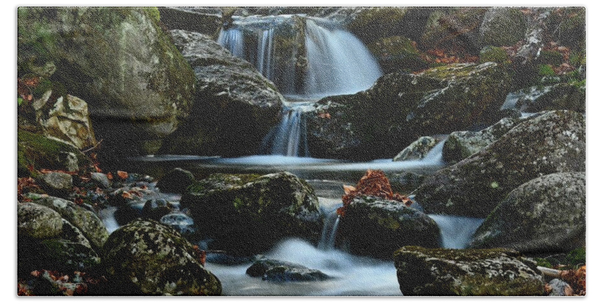 White Mountains National Forest Beach Towel featuring the photograph Triple Falls by Steve Brown