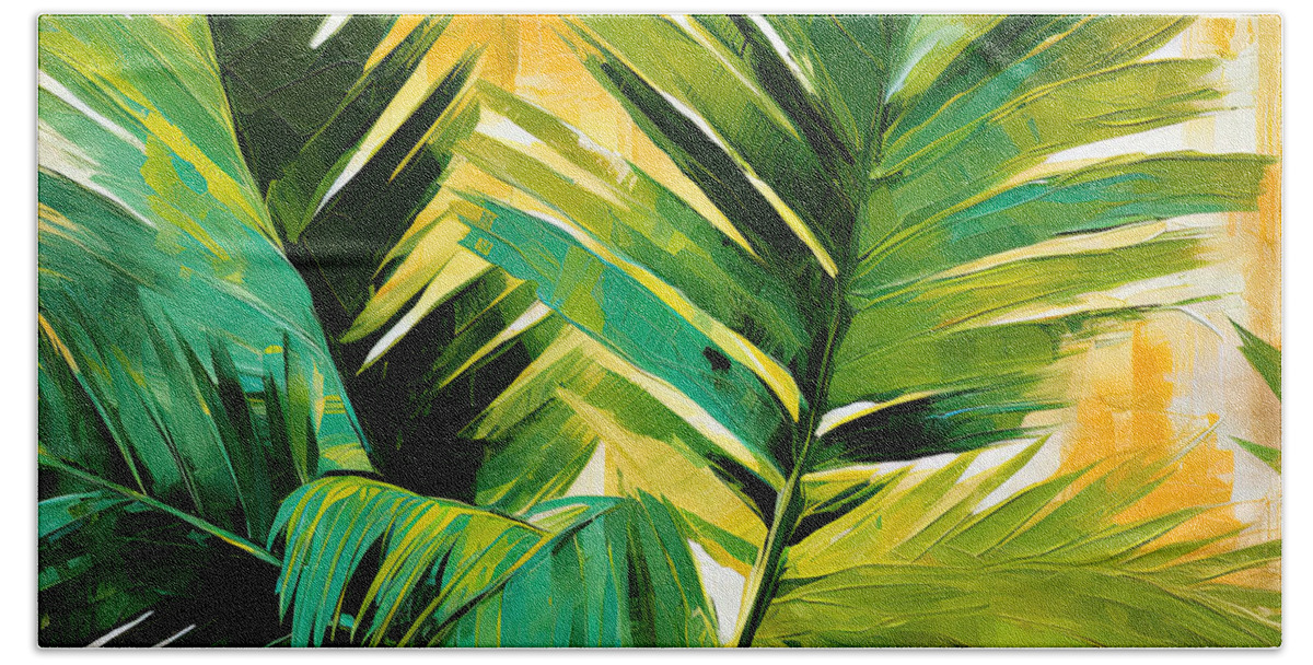 Tropical Leaves Beach Towel featuring the digital art Tropical Leaves by Lourry Legarde