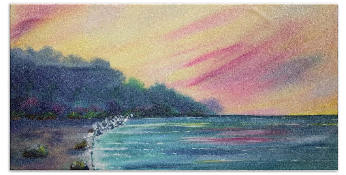 A Print Of An Original Painting “tropical Peace”. Beach Towel featuring the painting Tropical Peace by Stacey Zimmerman
