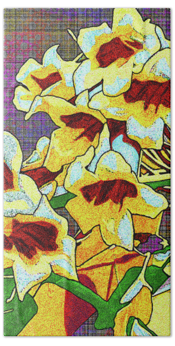 Macon Beach Towel featuring the digital art Trumpet Flowers At Ocmulgee by Rod Whyte