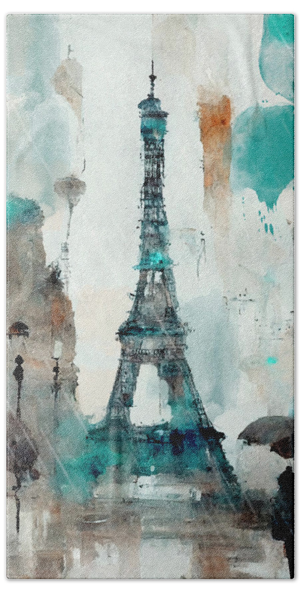 Paris Beach Towel featuring the painting Tryst by Mindy Sommers