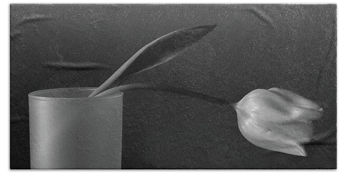 Art Beach Towel featuring the photograph Tulip Still Life I Black and White by Joan Han