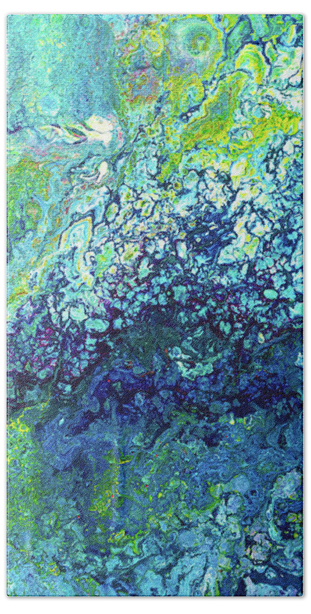 Turquoise Beach Towel featuring the painting Turquoise Flow by Maria Meester