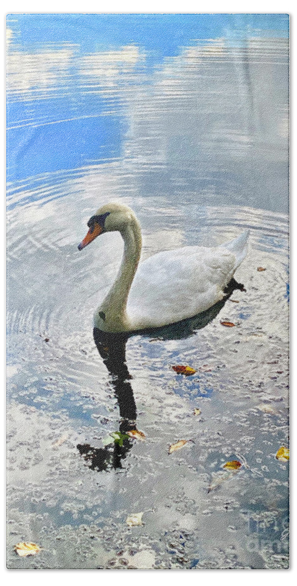 Swan Beach Towel featuring the photograph Twin Lakes Swan 3 by CAC Graphics