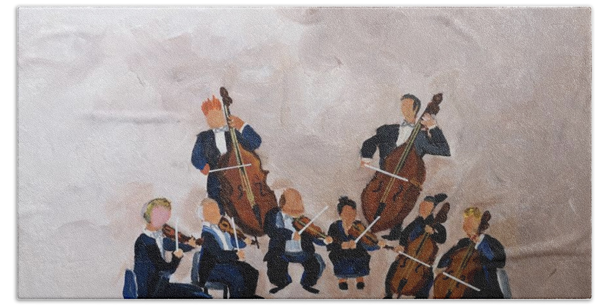 Orchestra Beach Towel featuring the painting Two by Two by Jennylynd James