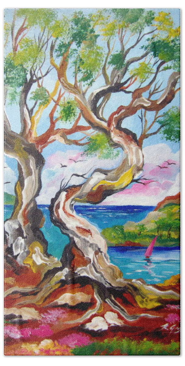 Trees Beach Sheet featuring the painting Two Old Trees by Roberto Gagliardi