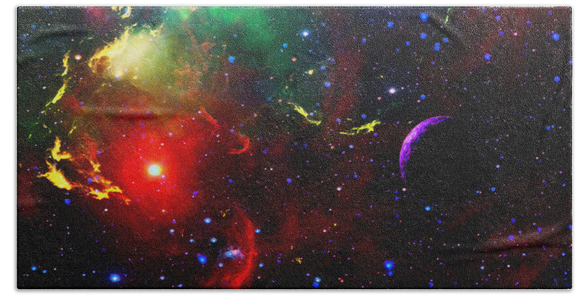Galactic Beach Towel featuring the digital art Ultra Color Universe by Don White Artdreamer