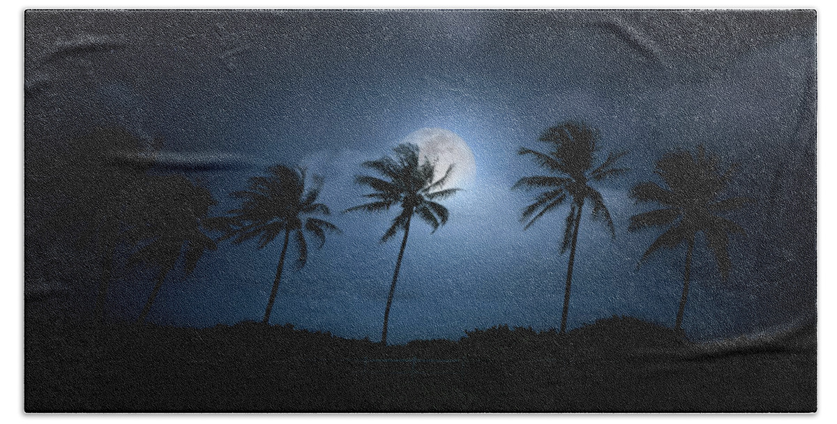 Moon Beach Towel featuring the photograph Under a Tropical Moon by Mark Andrew Thomas