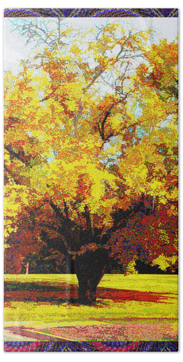 Macon Beach Towel featuring the digital art Under The Gingko Tree by Rod Whyte